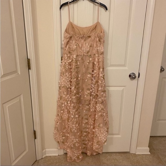 XSCAPE Floral-Appliqués High-Low Gown in Blush - Picture 7 of 11